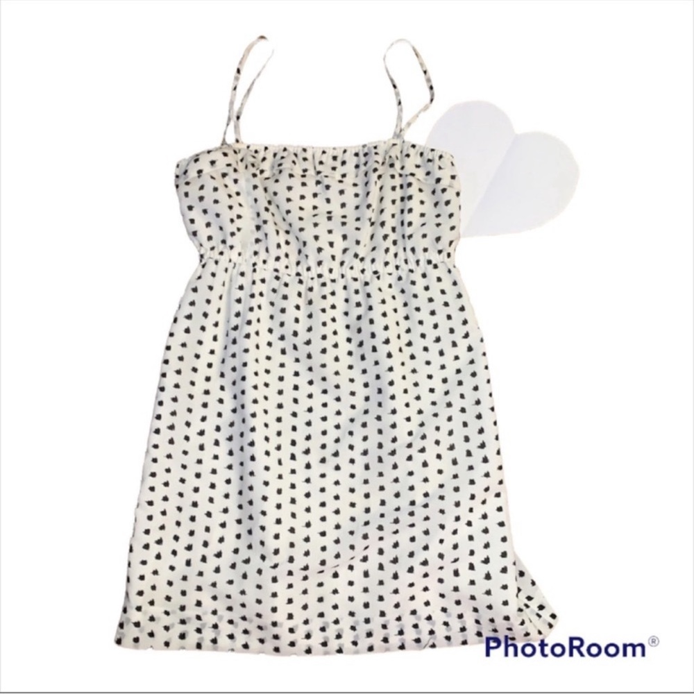 I Crew Factory White Dress with Black Polka Dots